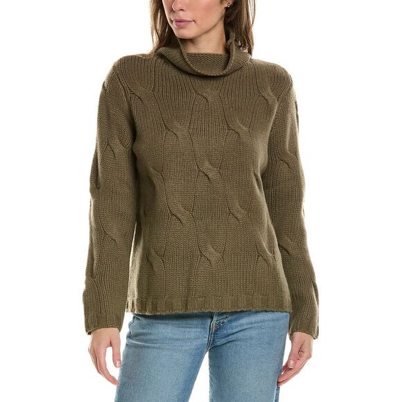 Alashan Cashmere Womens  Modern Cable Wool Pullover, Green - Picture 1 of 3
